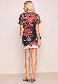 Isola Lace Mini Skirt - Midnight Bloom Black