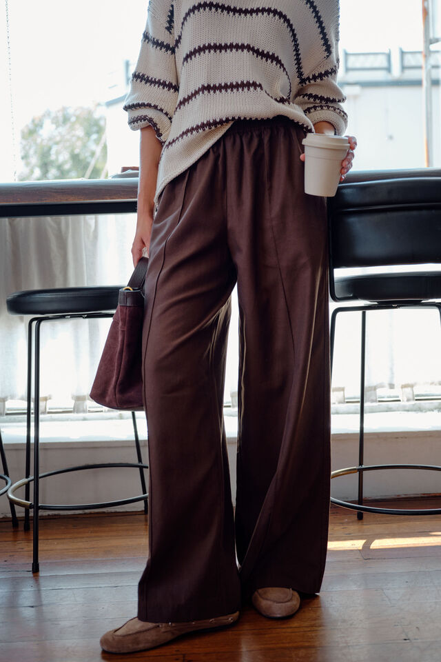 IZZIE PINSTITCH PANT - CHOCOLATE