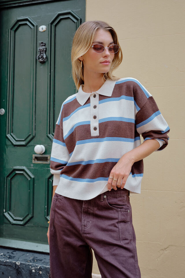 JESSA RUGBY KNIT - CHOCOLATE STRIPE