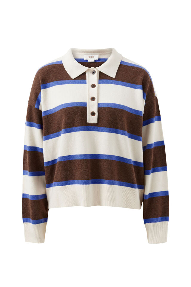 JESSA RUGBY KNIT - CHOCOLATE STRIPE
