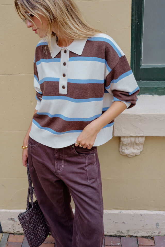 JESSA RUGBY KNIT - CHOCOLATE STRIPE