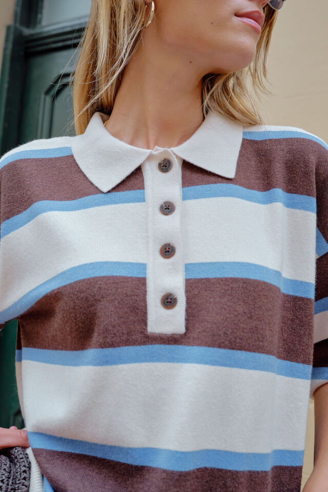 JESSA RUGBY KNIT - CHOCOLATE STRIPE