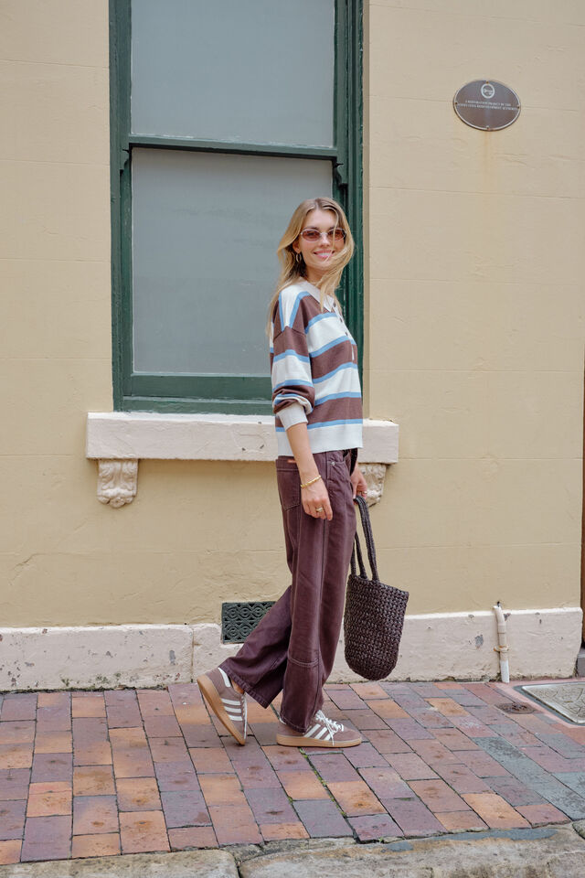 JESSA RUGBY KNIT - CHOCOLATE STRIPE