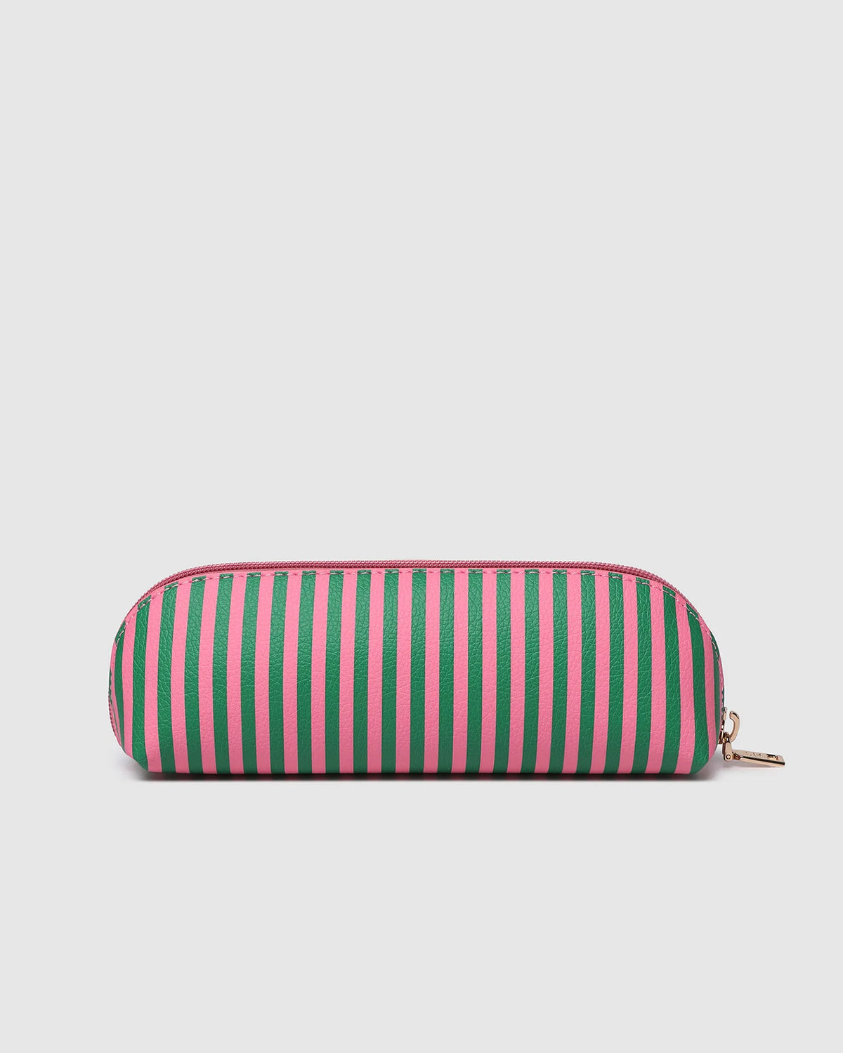 Jayne Stripe Makeup Bag - Green/Bubblegum Pink. Louenhide