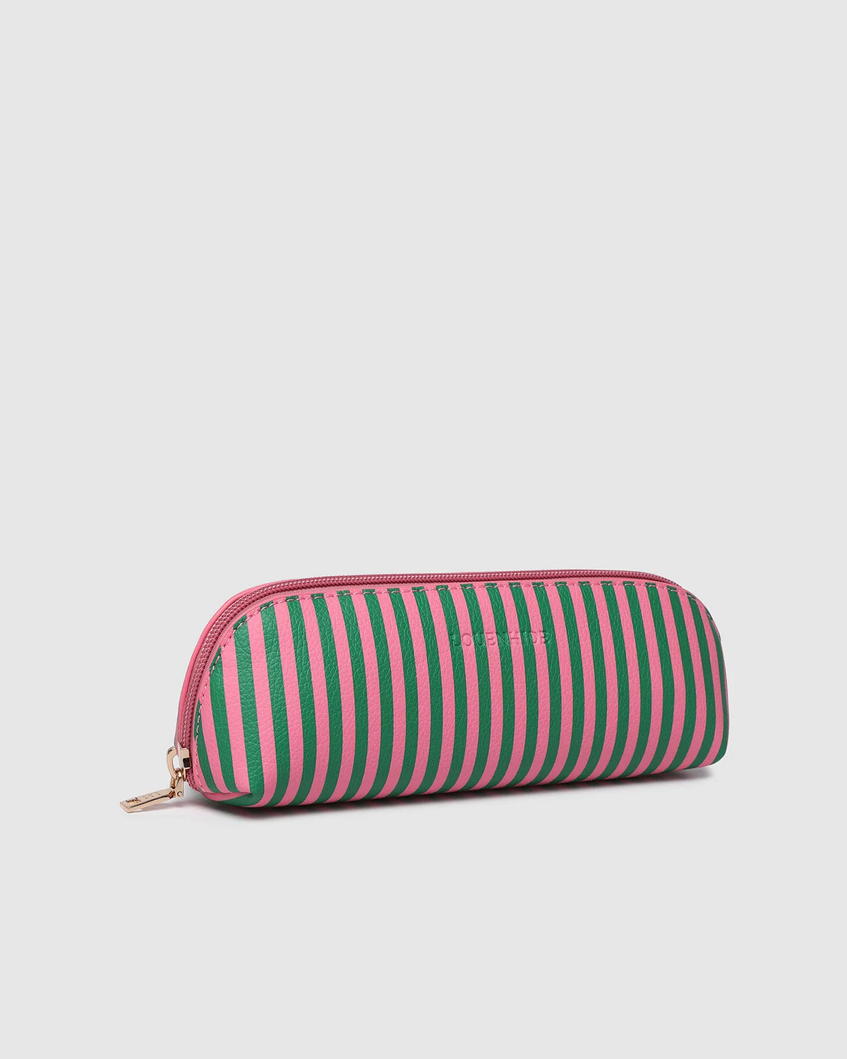 Jayne Stripe Makeup Bag - Green/Bubblegum Pink. Louenhide