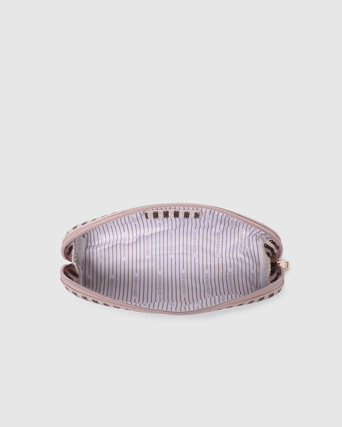 Jayne Stripe Makeup Bag - Pink/Chocolate Stripe. Louenhide