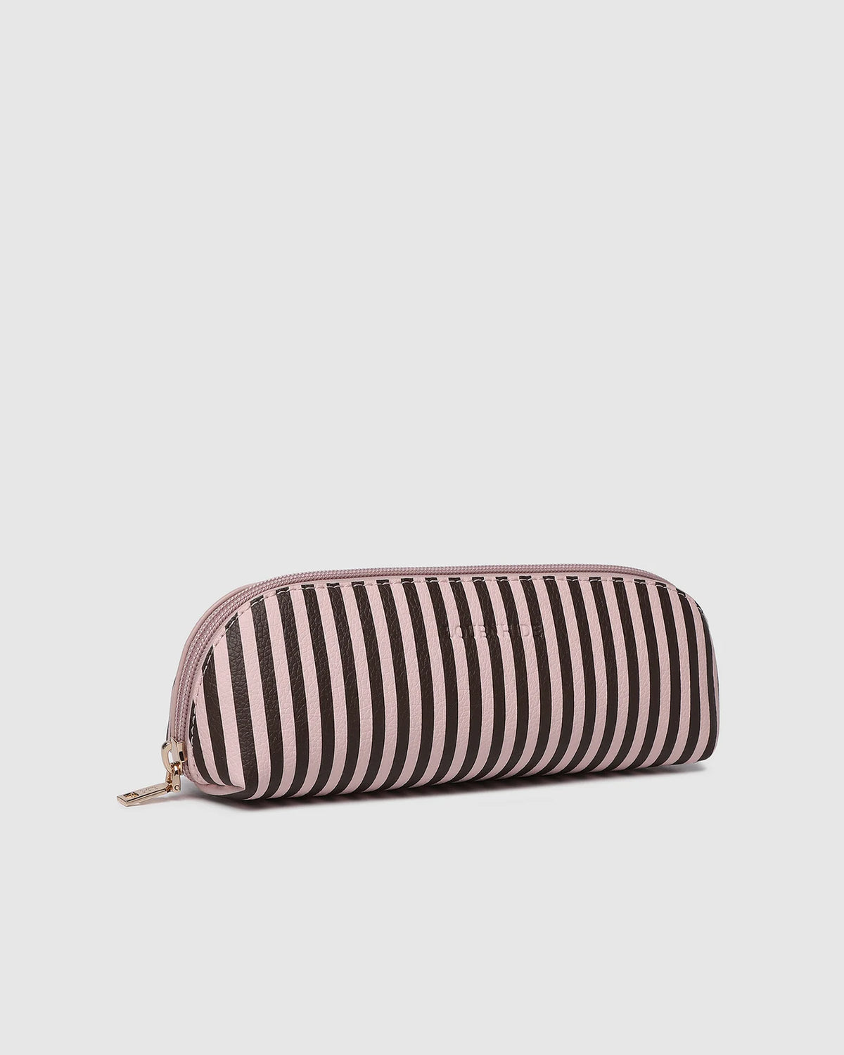 Jayne Stripe Makeup Bag - Pink/Chocolate Stripe. Louenhide