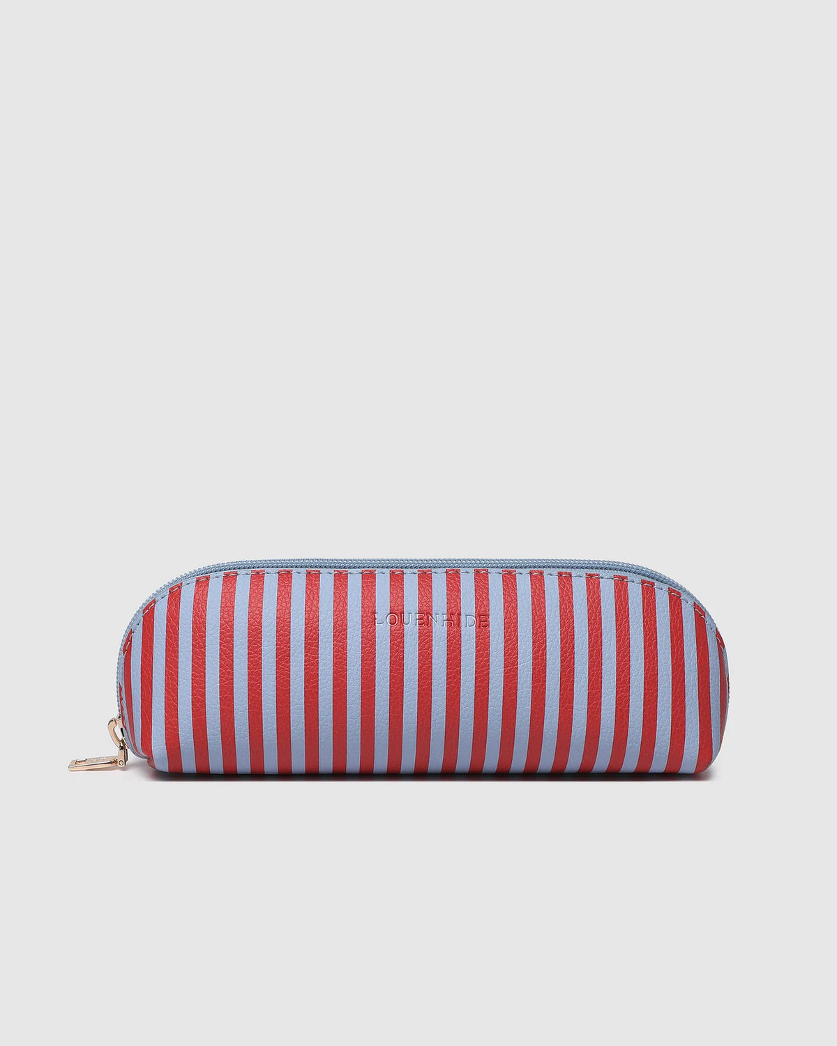 Jayne Stripe Makeup Bag - Red/Sky Blue. Louenhide