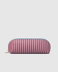 Jayne Stripe Makeup Bag - Red/Sky Blue. Louenhide
