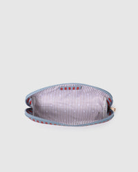 Jayne Stripe Makeup Bag - Red/Sky Blue. Louenhide