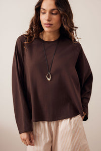 Jordi Slouchy Top - Chocolate. Ceres Life
