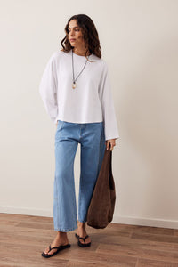 Jordi Slouchy Top - White. Ceres Life