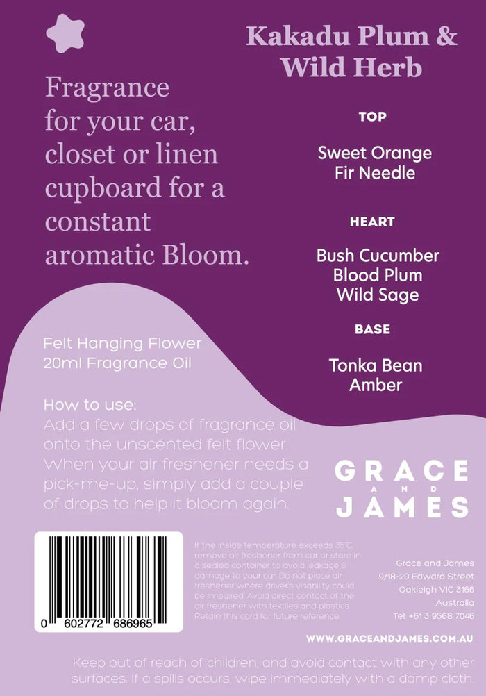 Bloom Collection - Kakadu Plum & Wild Herb- Felt Air Freshener
