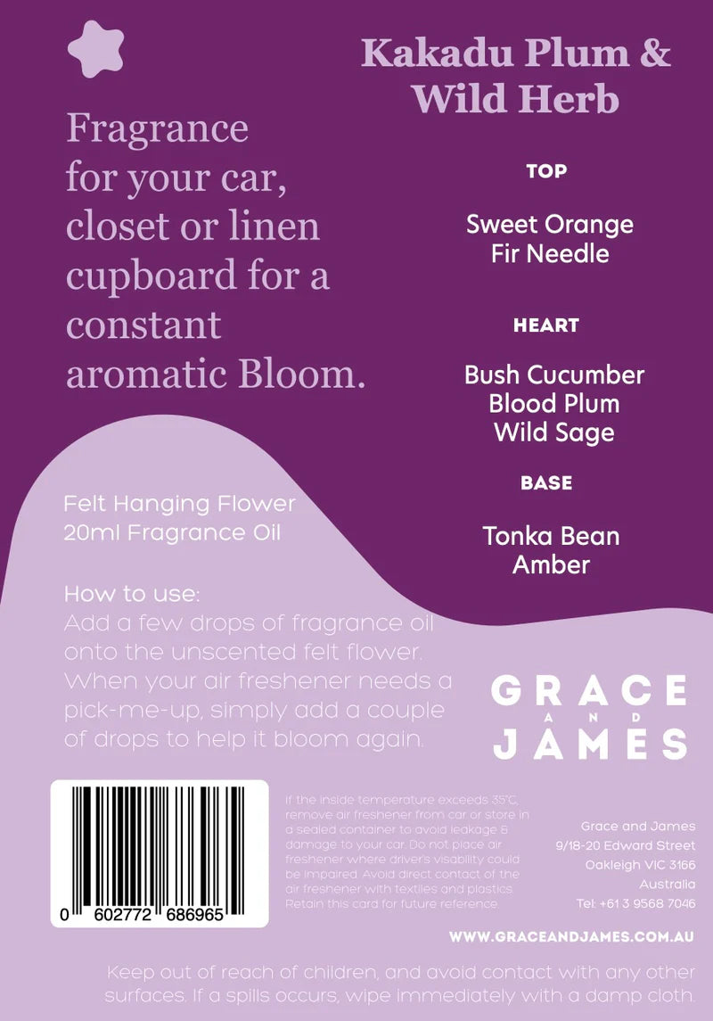 Bloom Collection - Kakadu Plum & Wild Herb- Felt Air Freshener