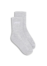 LJ Quarter Crew Socks -  Grey Marl