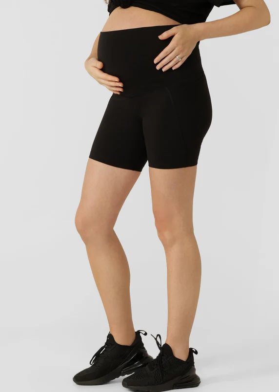 LJ Maternity Phone Pocket Bike Shorts - Recycled Black
