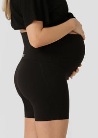 LJ Maternity Phone Pocket Bike Shorts - Recycled Black