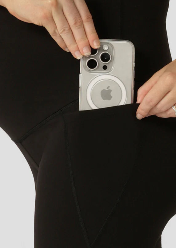 LJ Maternity Phone Pocket Bike Shorts - Recycled Black