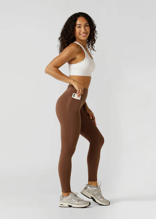 Amy No Ride Phone Pocket Full Length Leggings - Chocolate