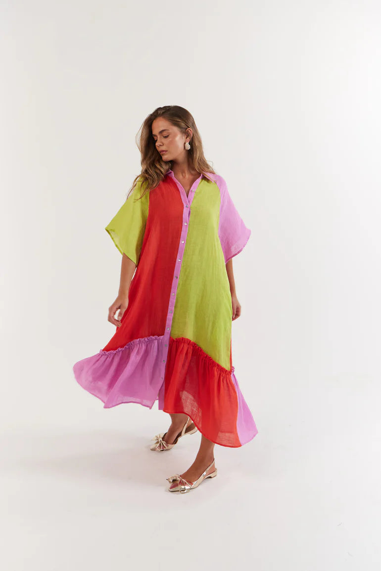 La Bohème Girls Moxie Midi Dress Candy Stripe