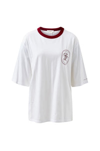 LIV OVERSIZED TEE - WHITE/BURGUNDY SPORT CLUB