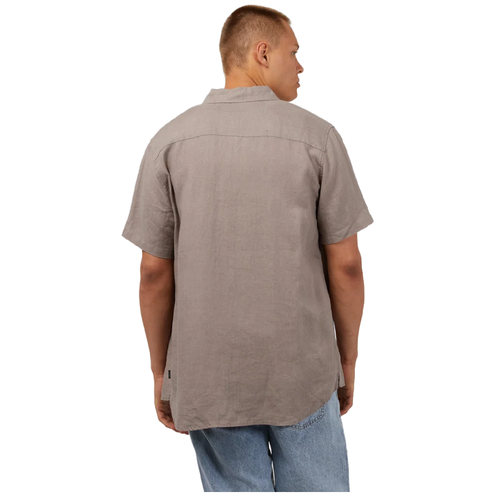 Linen SS Shirt - Mushroom. Silent Theory Mens