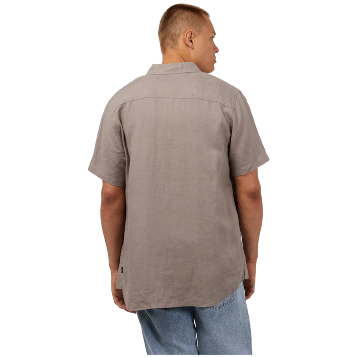 Linen SS Shirt - Mushroom. Silent Theory Mens
