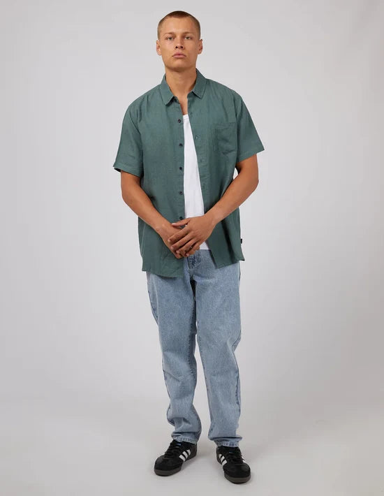 Linen SS Shirt - Pine. Silent Theory Mens