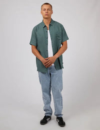 Linen SS Shirt - Pine. Silent Theory Mens