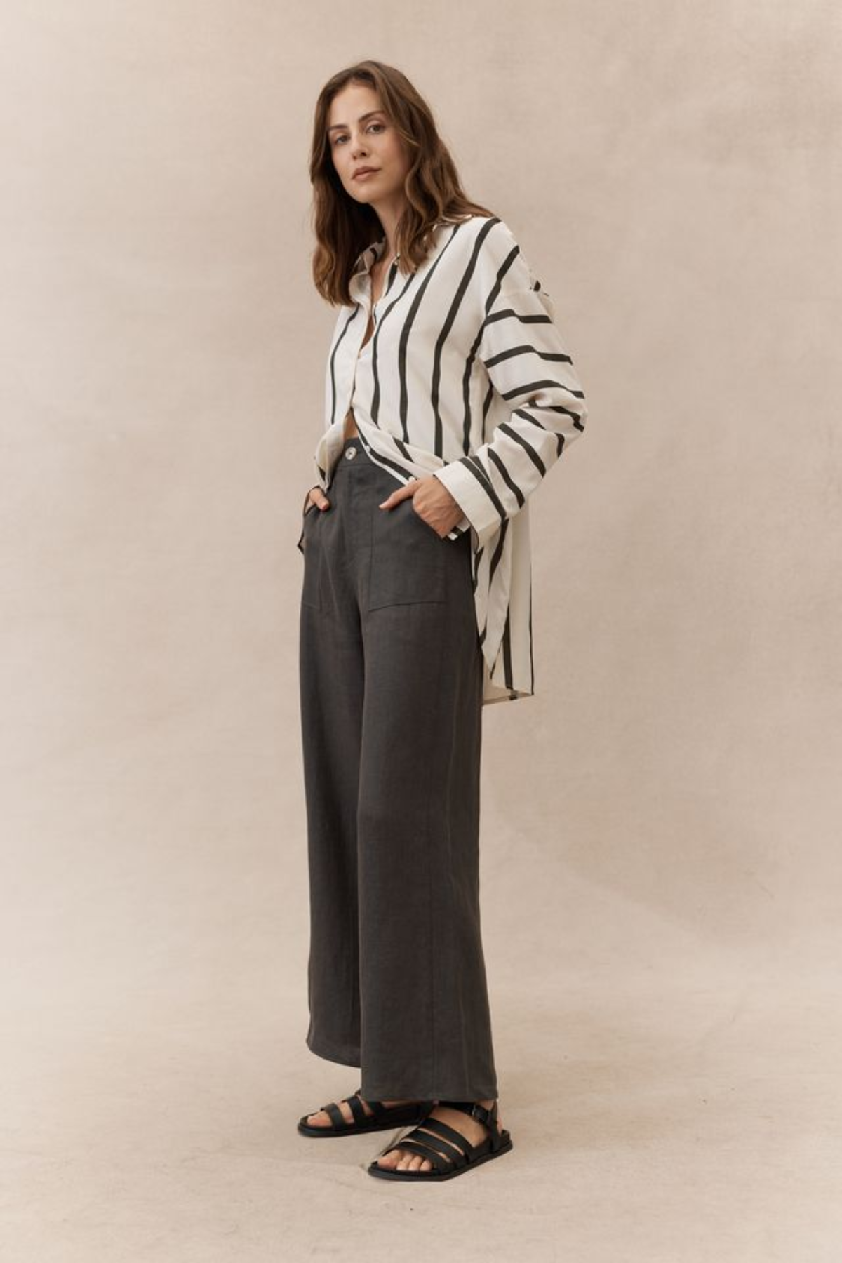 Jude Linen Pants - Charcoal