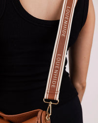 Logo Contrast Bag Strap - Tan/Cream. Louenhide
