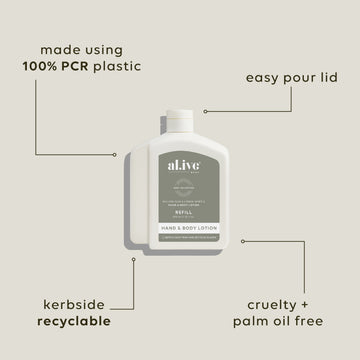 Lotion Refill - Willow Gum & Lemon Myrtle. Al.ive Body
