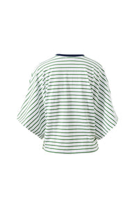 Lucy Relaxed Sleeve Tee - Basil/White Stripe. Ceres Life