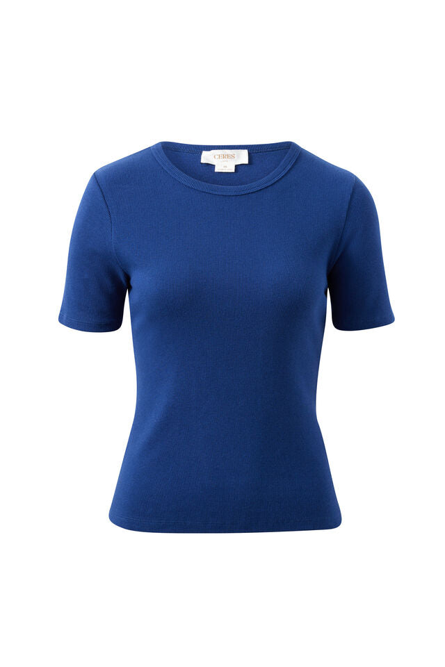 Luella Rib Tee - Prussian Blue. Ceres Life