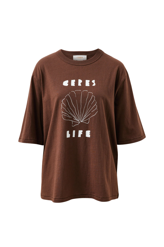 Luna Oversized Tee - Brunette/Milk Shell