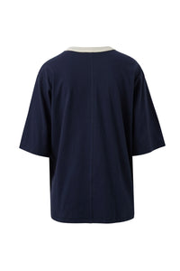 Luna Oversized Tee - True Navy/Milk Shell Print