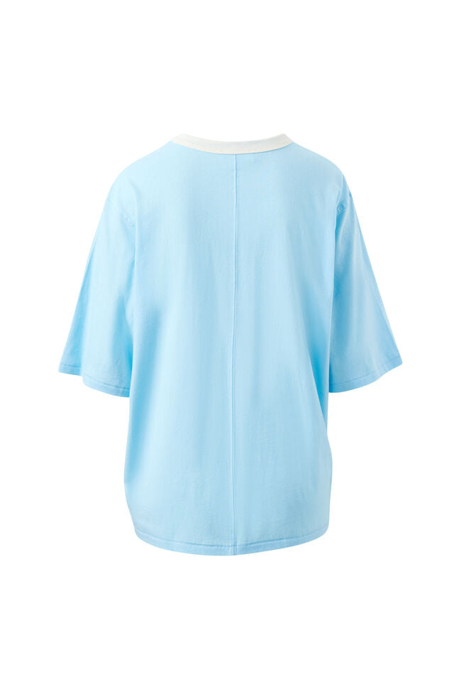 Luna Relaxed Tee - Fresh Blue/Ceres Heritage Red. Ceres Life