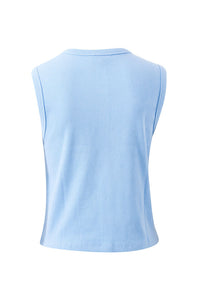 Lyla Button Through Rib Tank - Sky Blue