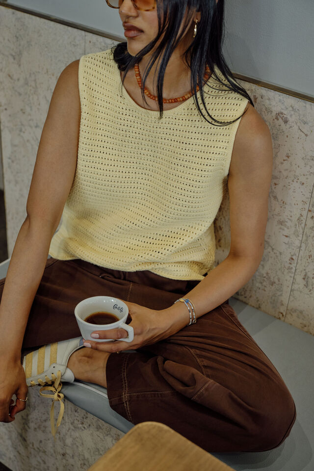 MARGOT MESH KNIT TANK/SUNNY YELLOW