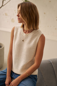 Maddy Mesh Knit Tank - Milk. Ceres Life