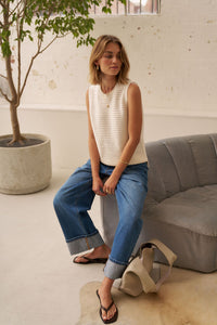 Maddy Mesh Knit Tank - Milk. Ceres Life
