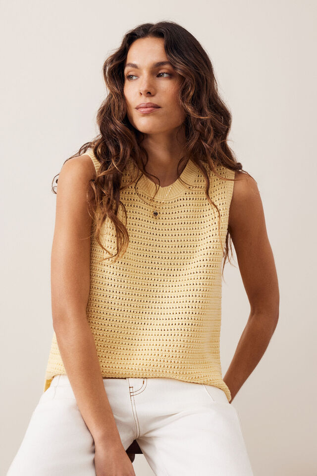 Maddy Mesh Knit Tank - New Butter. Ceres Life