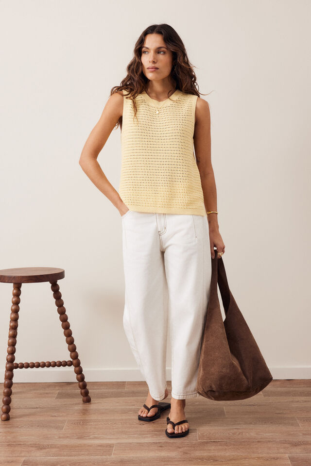 Maddy Mesh Knit Tank - New Butter. Ceres Life