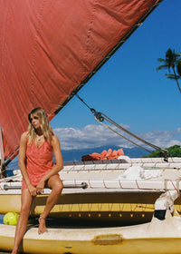 Mai Tai V Tunic Towelling Dress - Tangelo