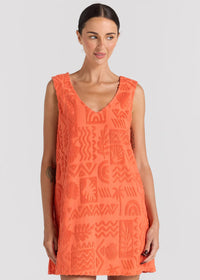Mai Tai V Tunic Towelling Dress - Tangelo