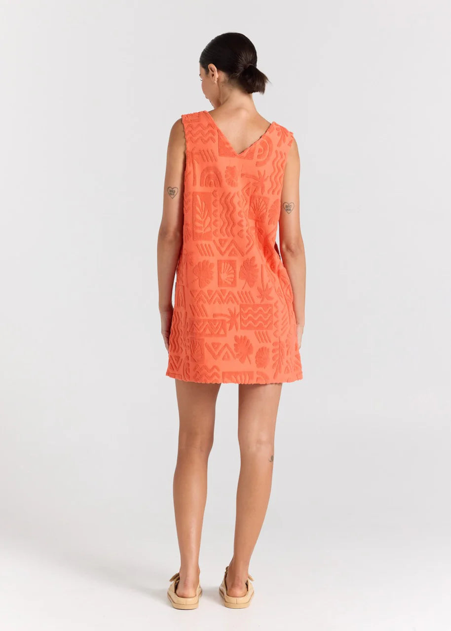 Mai Tai V Tunic Towelling Dress - Tangelo