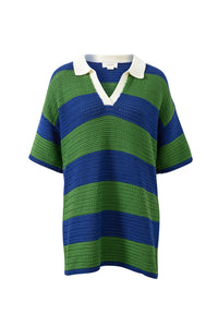 Mara Short Sleeve Knit Tunic - Basil Stripe. Ceres Life