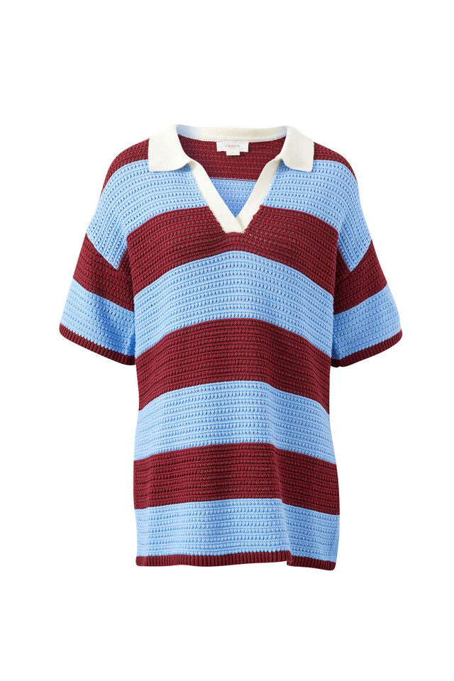 Mara Short Sleeve Knit Tunic - Mulberry Stripe. Ceres Life