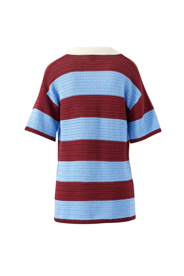 Mara Short Sleeve Knit Tunic - Mulberry Stripe. Ceres Life