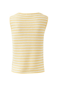 Margot Mesh Knit Tank - Butter Milk Fine Stripe